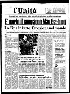 È morto il compagno Mao Tse-Tung